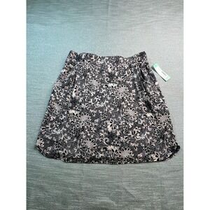 Paisley Floral Pockets Cottagecore Tennis Golf Knit Skirt Black Pink NEW Large